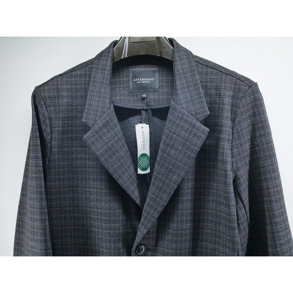 LIVERPOOL Blazer Fitted Suit Jacket Women Size L Plaid Brown Black NWT - Picture 2 of 14